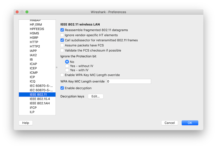 Wireshark Wi-Fi Preferences